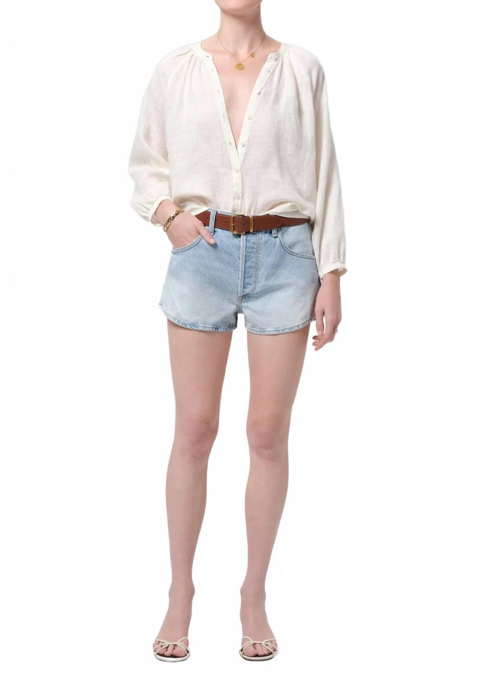 NEW CITIZENS OF HUMANITY paro linen long sleeve blouse in vanilla